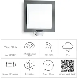 Steinel, Fassadenbeleuchtung, Sensorlampe L 20 S (2000 lm, E27, IP44)
