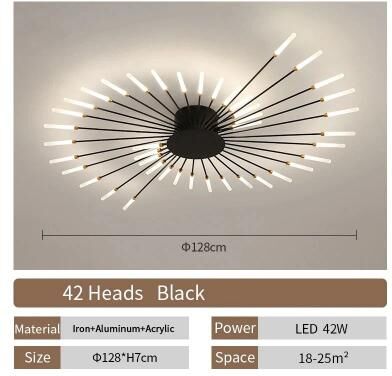 Uplift Picks Nordic Flower LED Ceiling Light Modern Sputnik Chandelier black (40 Head) dimmable With Remote
