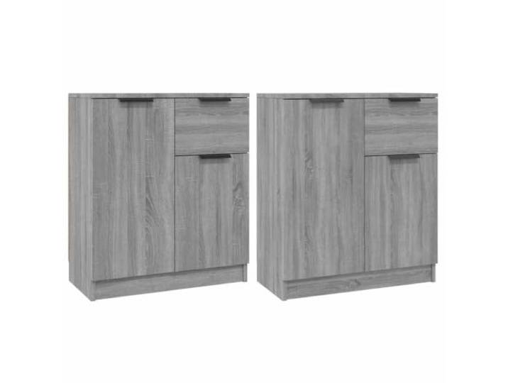 Fisinber Sideboard 2er Set Grau Sonoma 60x30x70 cm Kommode Holzwerkstoff Vielseitiges 2er Set Kommoden für Wohnzimmer und Schlafzimmer, pflegeleichter Holzwerkstoff mit stabiler Oberplatte.