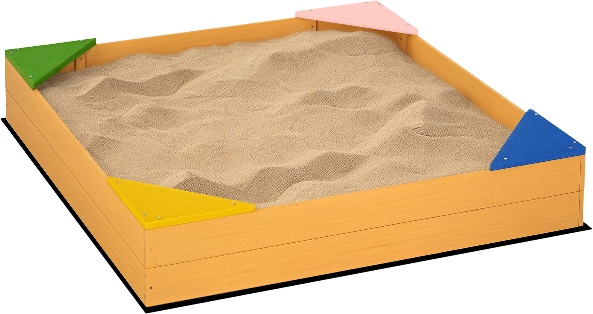 Outsunny Sabbiera per Bambini da 4 Posti in Legno di Abete con Design senza Fondo, 109x109x19.8 cm Aosom
