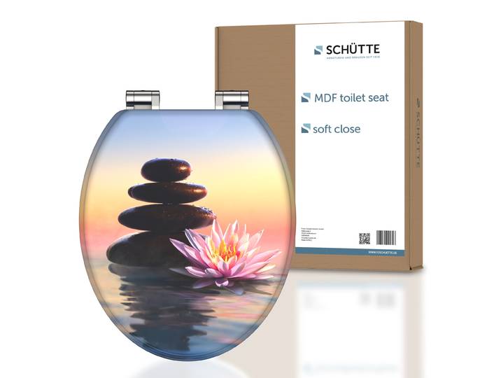 SCHÜTTE MDF WC Sitz SUNSET DREAM, Toilettendeckel mit Absenkautomatik, Klobrille mit Holzkern, Klodeckel