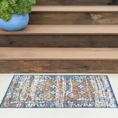Alise Rugs Alfresco Nautical & Coastal Border Reversible Indoor/Outdoor Area Rug