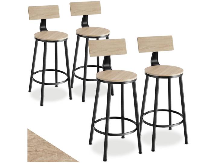 Barhocker Poole - Industrial Holz hell, Eiche Sonoma