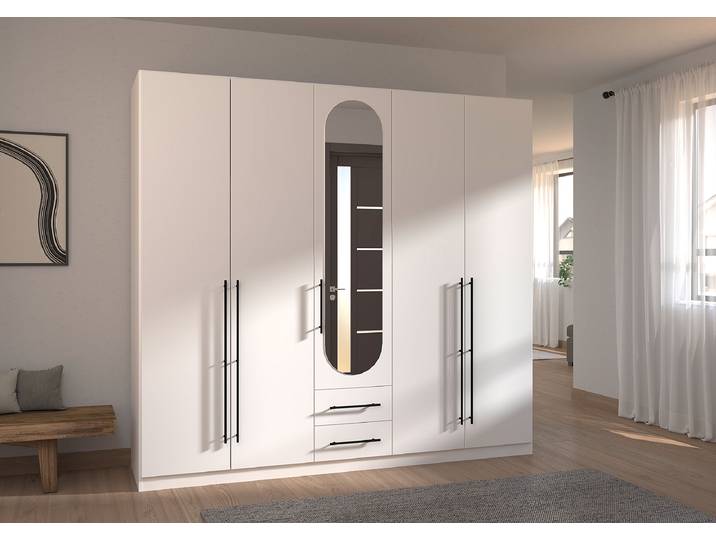 home24 Draaideurkast Velora 226cm wit/alpinewit