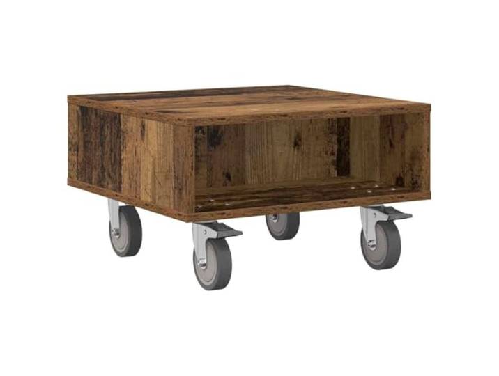 Coespram Beistelltisch mit Rollen Altholz-Optik 50,5 x 50 x 30 cm Kompakter Servierwagen aus Holzwerkstoff fürs Schlafzimmer und Wohnzimmer, sorgt für Ordnung und einfache Mobilität.