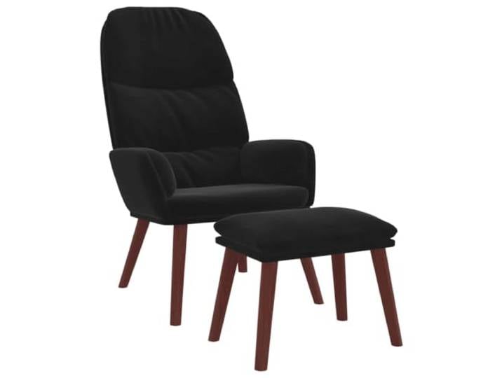 Makastle Relaxsessel mit Hocker Schwarz Samt