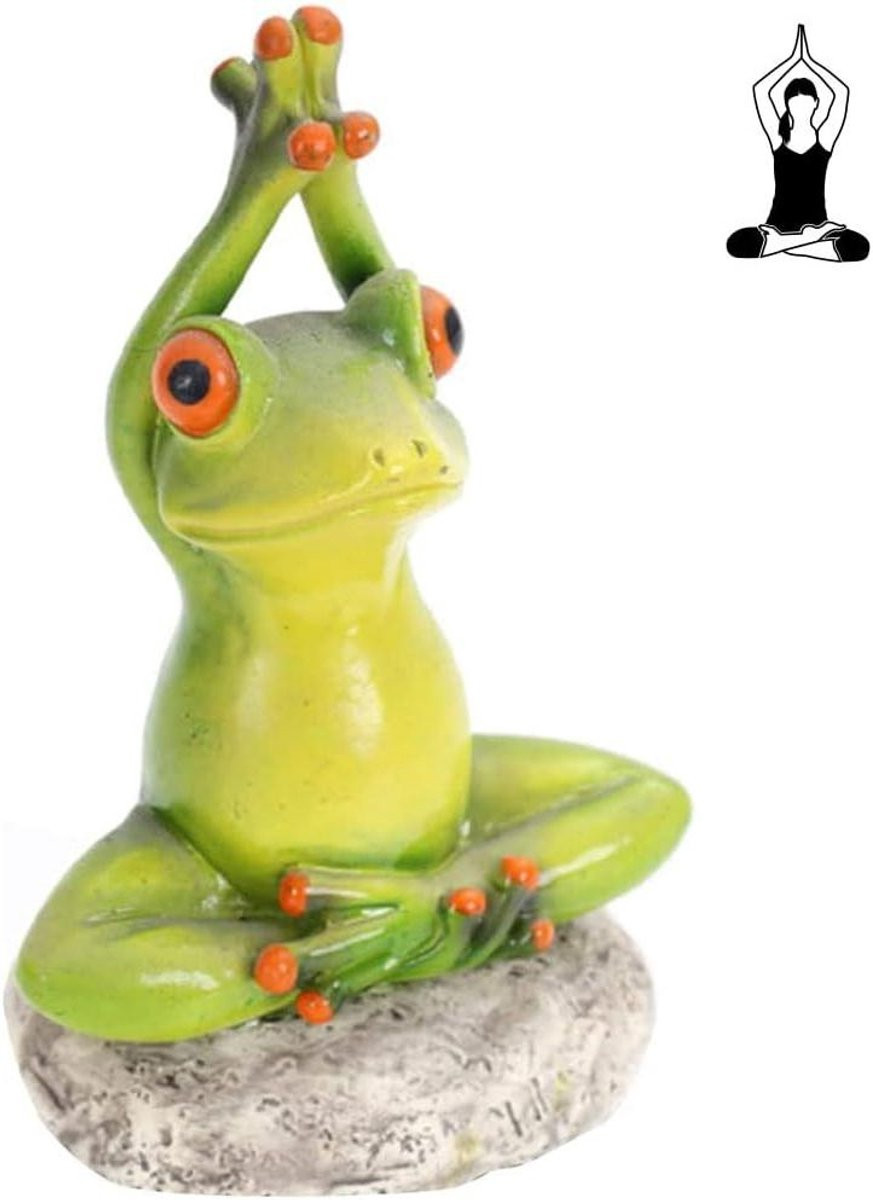 Allecto Plus Decoratieve Yoga Kikker van Kunsthars - Geluksbrenger Standbeeld voor Huis en Kantoor