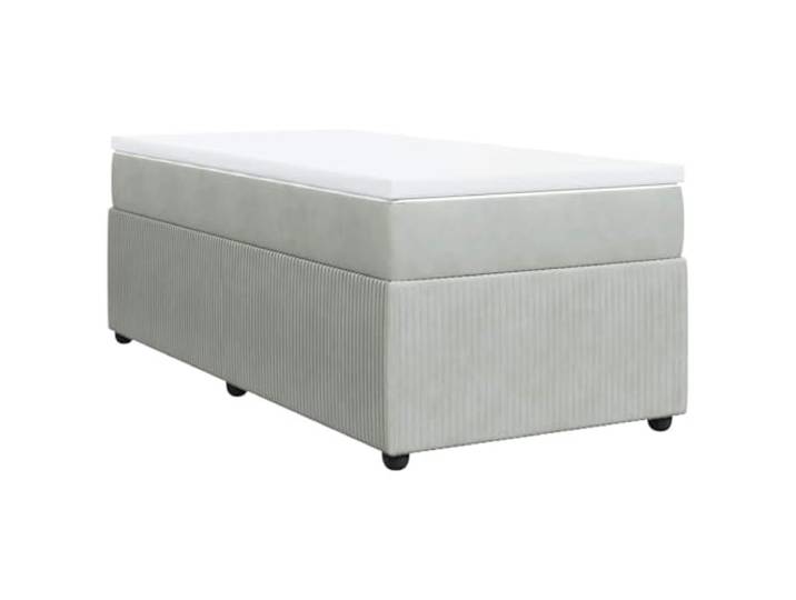 vidaXL Boxspringbett mit Matratze Hellgrau 100x200 cm Samt