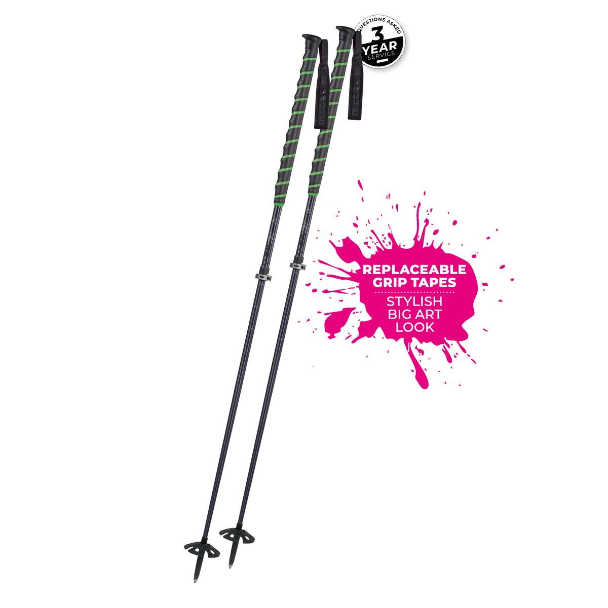 Komperdell BIG ART Titanal Vario stripe black/ green (10) 1842442-10-Tele
