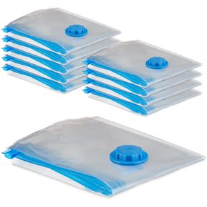 Relaxdays Vakuumbeutel 10048043, 10er Set, 10 Beutel à 80 x 60 cm, für Kleidung