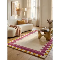 Wollteppich geometrisch Rosa-Gelb 120 x 170 cm - WENSUM   Kadima