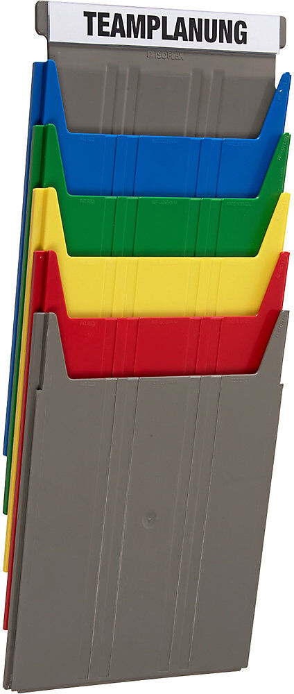 kaiserkraft Wandsortierer FLAT, für Format DIN A4, Füllhöhe 9 mm, Ablagefach grau