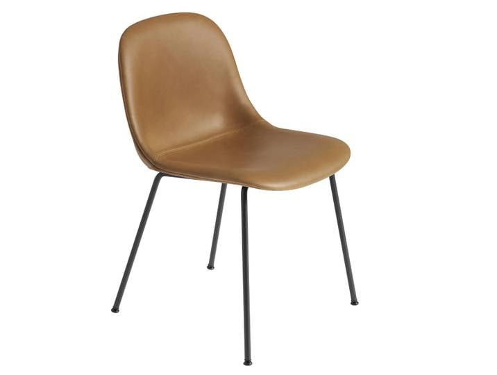 Muuto Fiber Beistellstuhl Refine leather cognac-Black