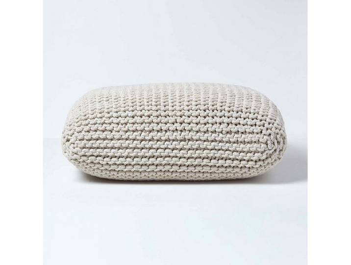 Homescapes Pouf Bodenkissen groß creme Bezug 100% Baumwolle