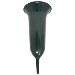 Wibo Grabvase mit Stecker Tulpe 26 cm rund dunkelgrün rund wetterfest