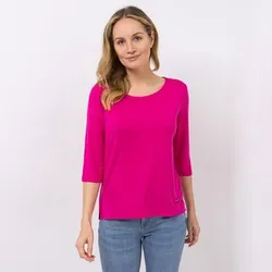 AMINATI® Shirt, 3/4-Arm Rundhalsausschnitt Seitennahtschlitze figurumspielend