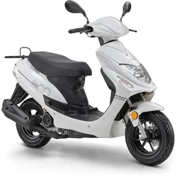 LuXXon Motorroller ECO (45km/h) E5 EFI, weiß - 50ccm 4-Takt, 2,2kW/3PS, 1,9l/100km, 10" Reifen, mit Staufach, StVZO