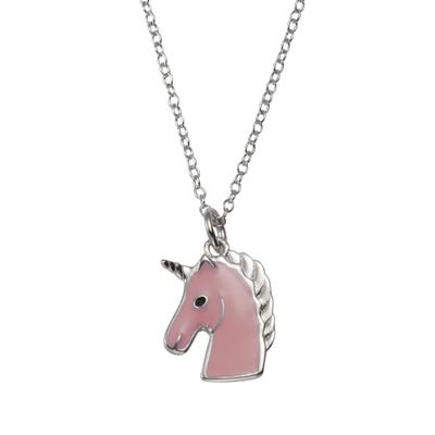 Kette mit Anhänger VIVANCE "925/- Silber Einhorn", pink, Halsketten, Damen, 42+5cm, Silber 925 (Sterlingsilber), L: 47 B: 11mm, glänzend, Silberkette Ketten mit Anhänger, B:11mm