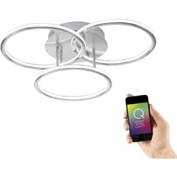 Paul Neuhaus, Q-NEVIO, LED-Deckenleuchte, 3-flg, silber, CCT, Smart Home