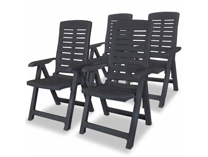 CHIC Chaises Pliantes Inclinables Lot de 4 en Plastique Anthracite 60x61x108 cm pour Jardin et Terrasse 777097