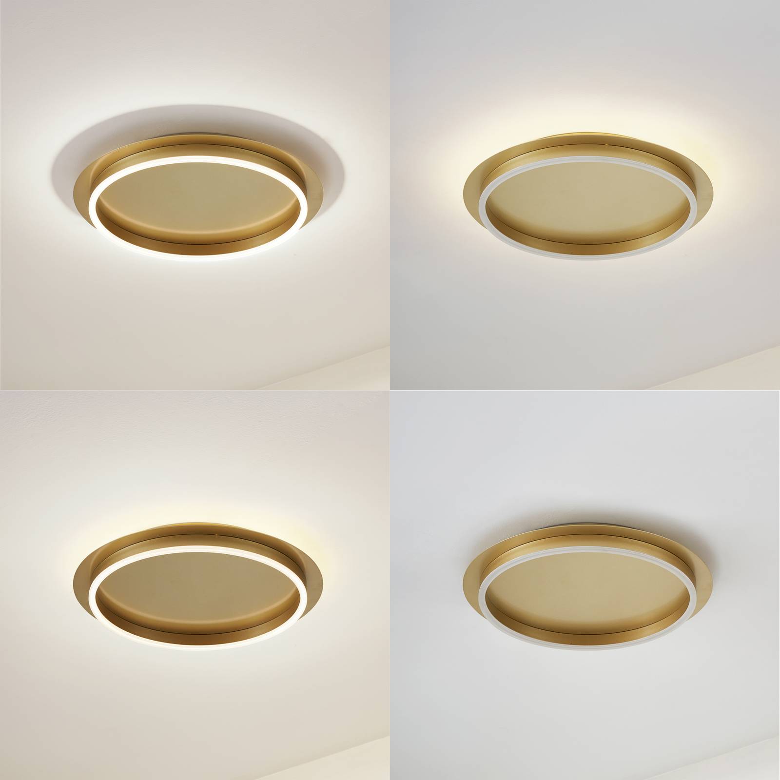 LED Ceiling Light Kunis Lindby, Brass / gold, Living / Dining Room, Plastic, Modern, Ceiling Light