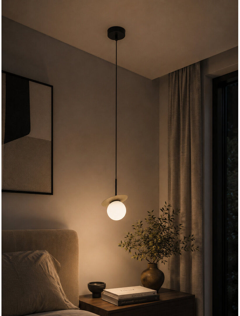Brayden Studio - Light Pendant Black/Latte 120cm H x 20cm W