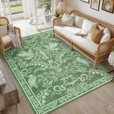 Garvee Vintage Animals Print Washable Area Rug