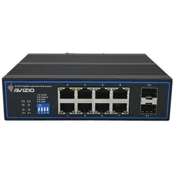 Avizio Switch 8x RJ45 PoE 1Gb/s + 2x SFP Uplink 1Gb/s (8 Ports), Netzwerk Switch, Schwarz