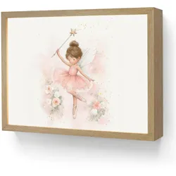NACHTTISCHLAMPE MIT AKKU Ballerina - Fee - Blumen - Rosa 40x30 cm