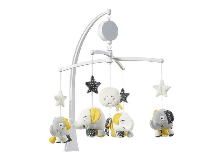 Mobile musical bébé Eléphant en coton gris - BABYFAN - SAUTHON