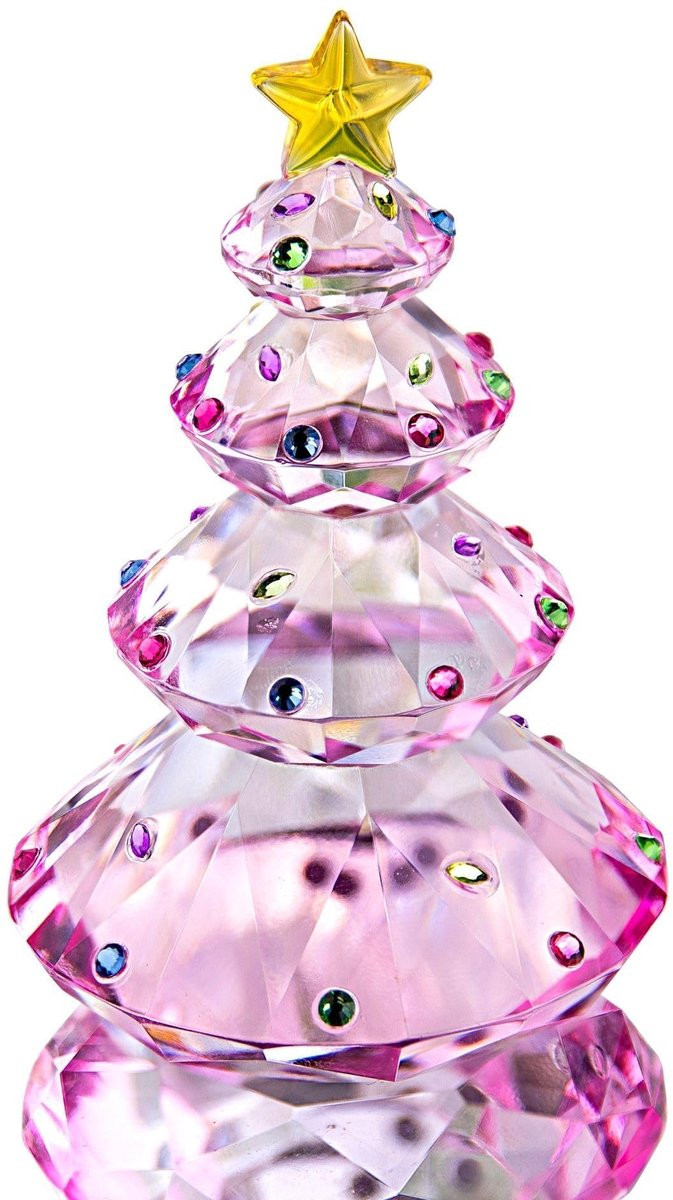Solidchoice Roze Kristal Kerstboom Beeldje voor op tafel