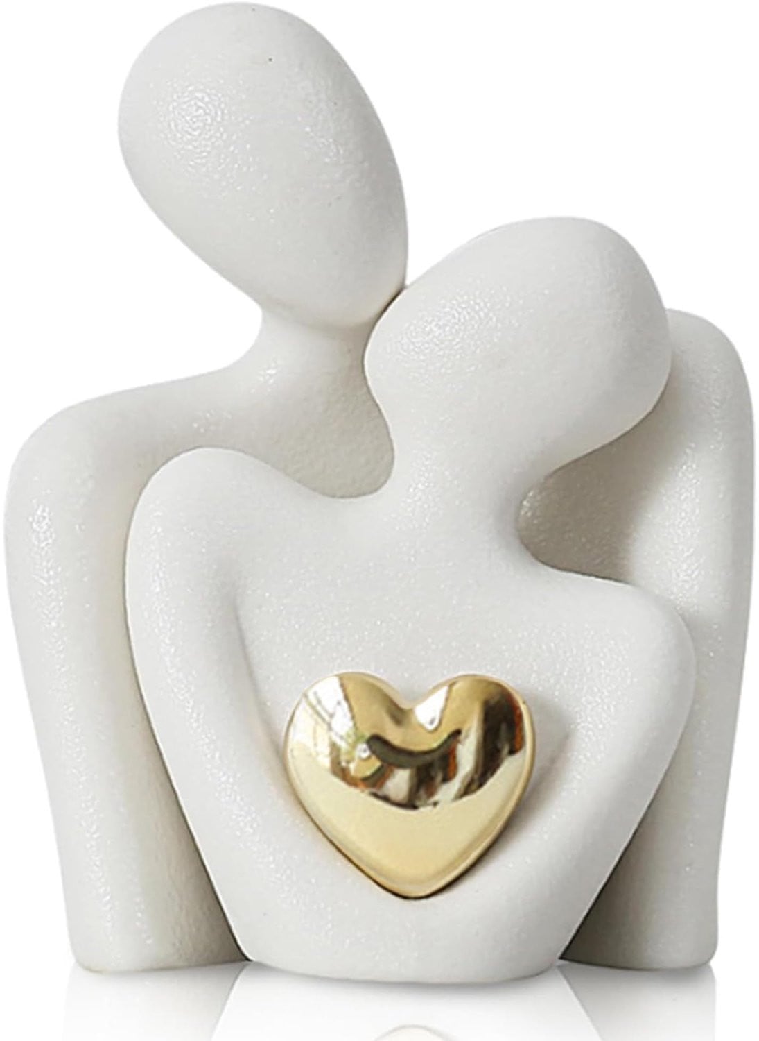 Romantisch Liefdespaar Standbeeld met Gouden Hartdesign
