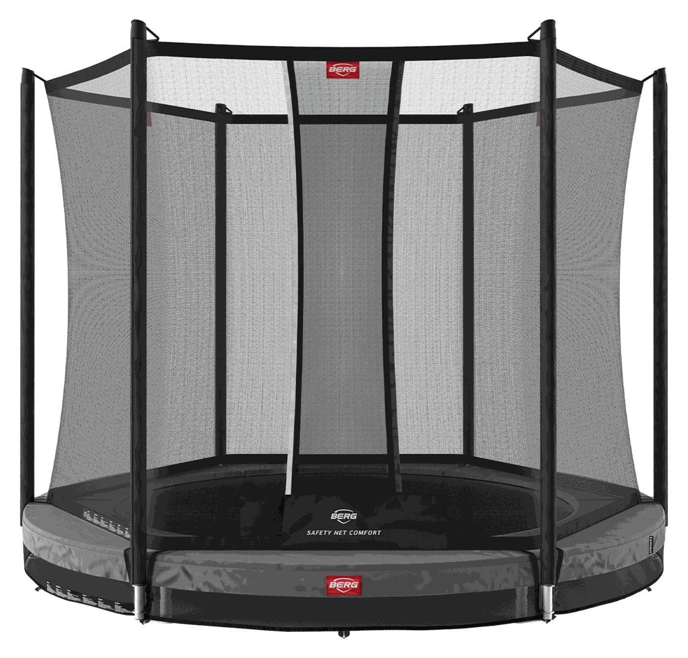 BERG Bodentrampolin Favorit InGround 200 + Sicherheitsnetz Comfort Grau