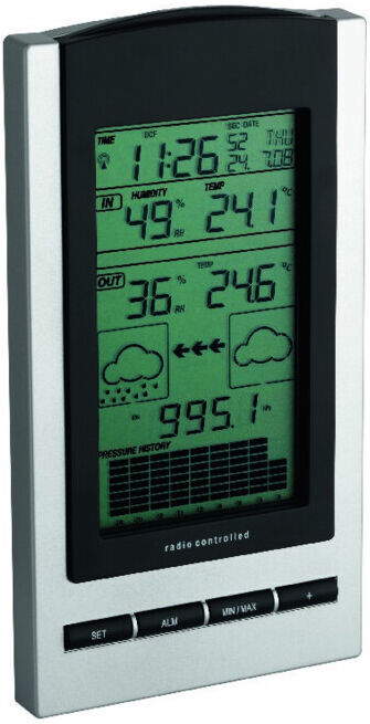 TFA Dostmann Station météo radio GAIA avec émetteur, argent/noir (4009816018045)