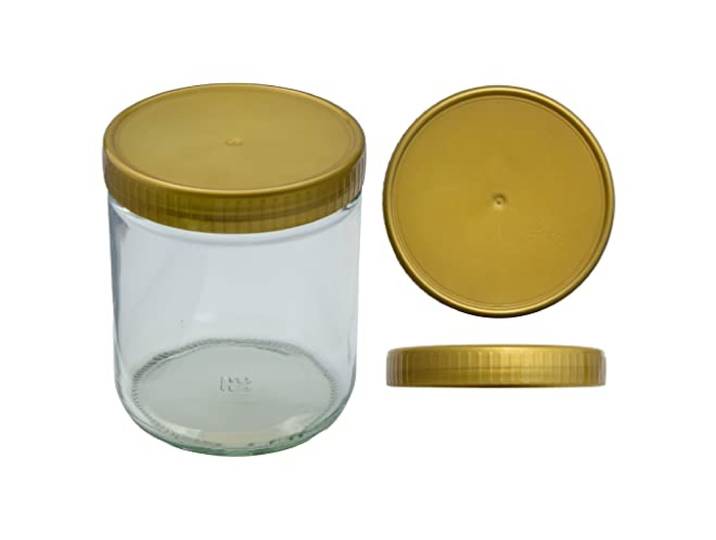 Imkado Neutrales Honigglas mit Kunststoffdeckel 500g 1 Paket (96 Stk)