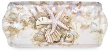 "Pimpernel Beach Prize Collection Melamine Rectangular Serving Tray Seashell Handles - 15.25"" x 6.5"""