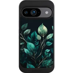 Nivocase Hülle für Google Pixel 9 Handyhülle NIVOcore Case Schwarz Blätter schwarz Eukalyptus (Google Pixel 9), Smartphone Hülle, Schwarz