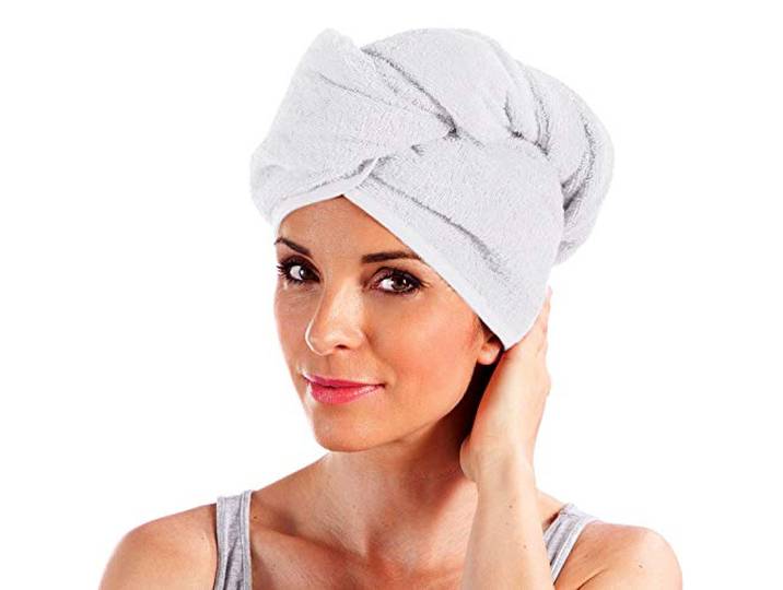 Erwin Müller Turban, Haarturban mit Knopf weiß Größe 28x70 cm - auch als Kinderturban geeignet 100% Baumwolle, saugstark, Stabiler Halt - (weitere Farben)