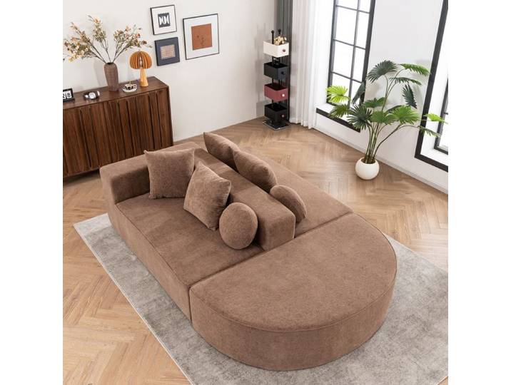 LPOSPI Canapé modulaire convertible avec assise profonde - LPOSPI - sans montage coussins inclus chenille - marron