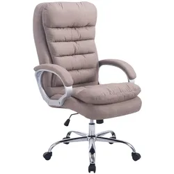 DELUKE® Bürostuhl SOUK Stoff - 116x68x77, Taupe | Stoff | Metall in Chromoptik Gestell | ergonomische Bürostühle Homeoffice Stuhl mit Rollen