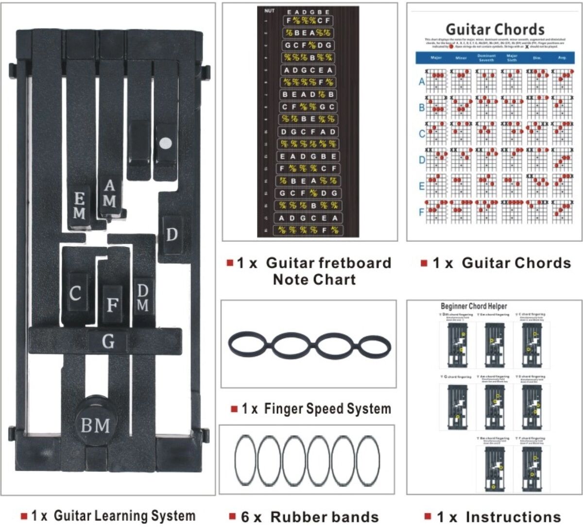 INF Aide-accords guitare GL612 à un bouton pour guitares acoustiques 36 to 41 inch, ABS Le noir