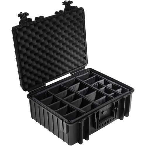 B&W Outdoor Case Type 6000 schwarz mit Facheinteilung