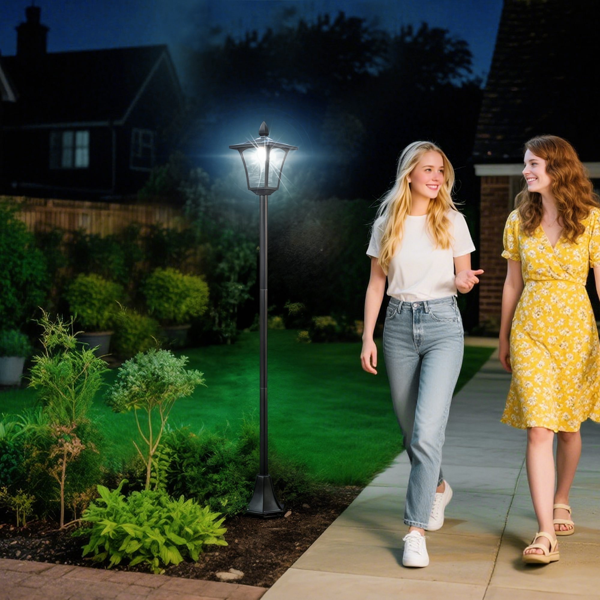 Outsunny Lampione da Giardino 160cm con Luci LED ad Energia Solare, Impermeabilità IP44, Illuminazione Automatica, in Acciaio, Nero   Aosom