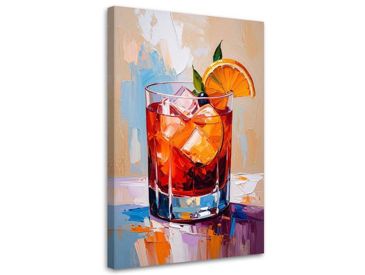 Feeby Leinwandbild Negroni Cocktail Getränk 60x90cm, Mehrfarbig, Essen/Getränk, Rechteckig, 60x90 cm, Bilder & Rahmen, Bilder, Leinwandbilder