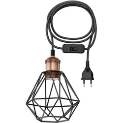 ledscom.de 3 m Textilkabel RETRA, Vintage, Stecker, Schalter, bronze, Käfig-Schirm