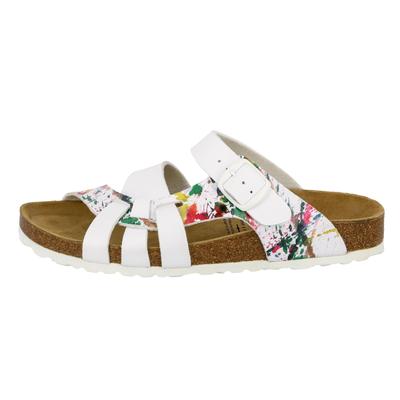 Pantolette LICO "Pantolette Bioline Klecks", Damen, Gr. 40, weiß, Synthetik, Schuhe Pantolette