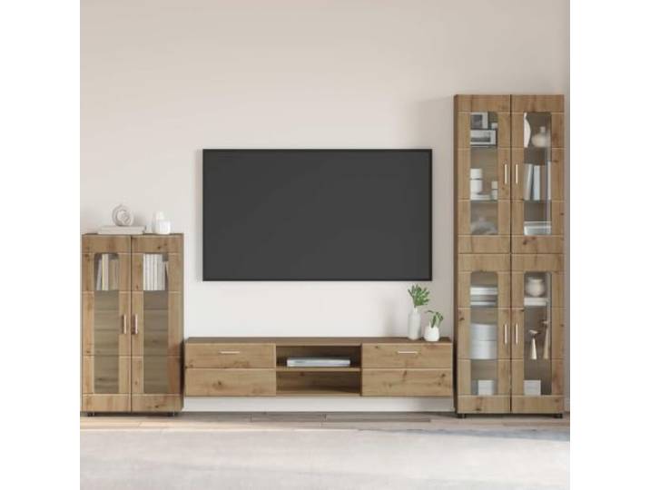 Sideboard FLORIN 55,5 x 29 x 100 cm Artisan-Eiche Holzwerkstoff Schrank Modernes Design, matte Oberfläche, robustes Material, vielseitig einsetzbar, pflegeleichte Reinigung
