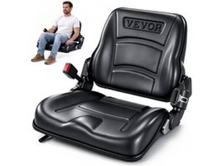 VEVOR Siège de Chariot Élévateur Universel Siège de Tracteur Rabattable Dossier à Angle Réglable Micro-interrupteur Ceinture de Sécurité Rétractable Fente Étendue 160-340 mm pour Chargeur Excavateur
