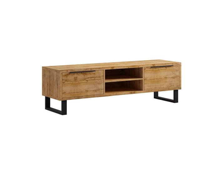 Petits-meubles Tv-Möbel Eden Holz und Metall, Braun, Holzwerkstoff, 2 Schubladen, 180x50x50 cm, Wohnzimmer, TV Möbel, Lowboards, Lowboards stehend