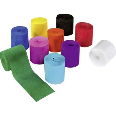 Folia Deko-Kreppbänder, 5cmx10m, 10 Rollen, farbig sortiert